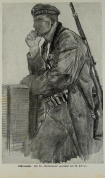 1917 - alter Druck - Küstenwache (Für die "Gartenlaube" gezeichnet von A. Sailer)
